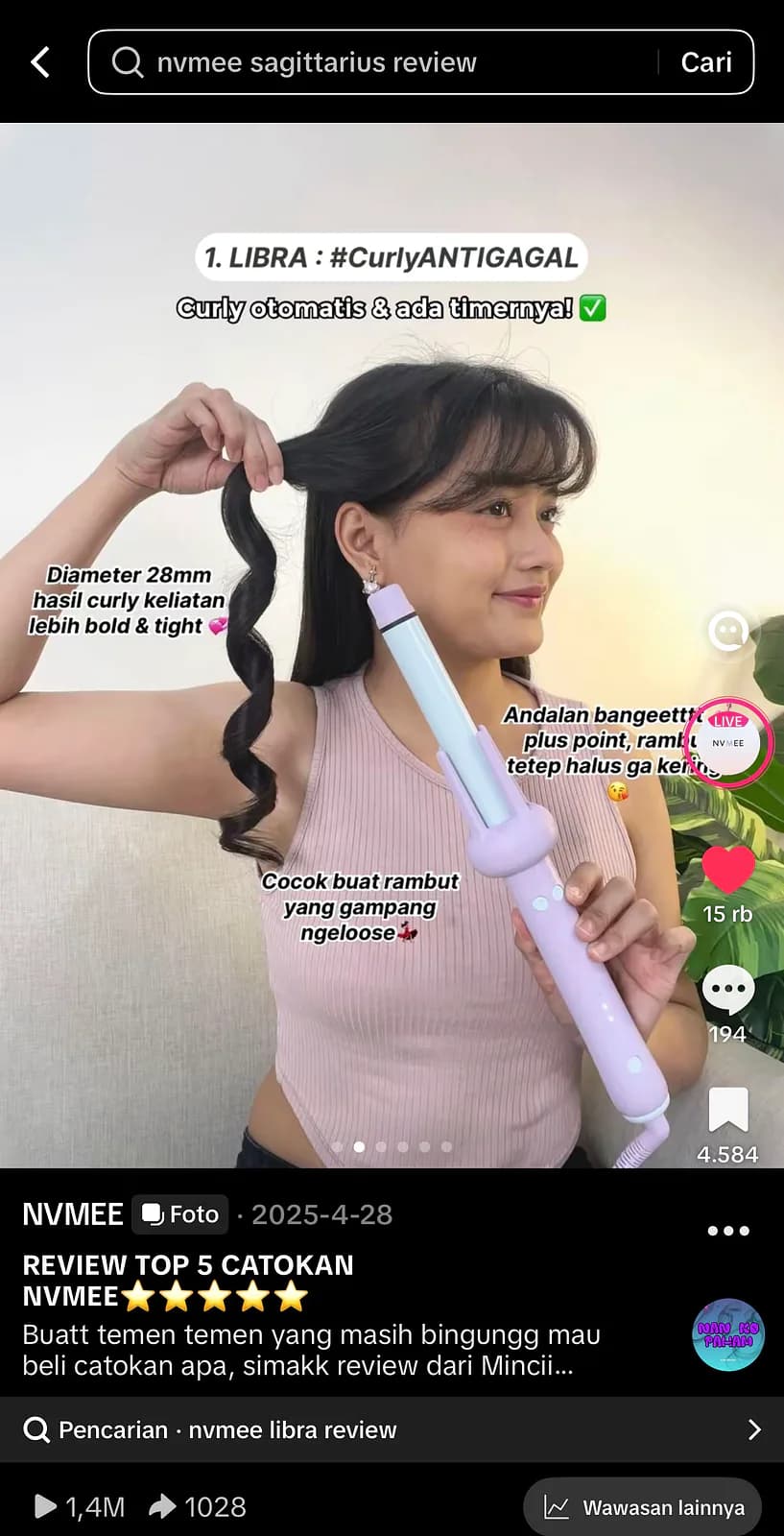 Review Top 5 Catokan NVMEE dengan talent memegang Libra 28mm.