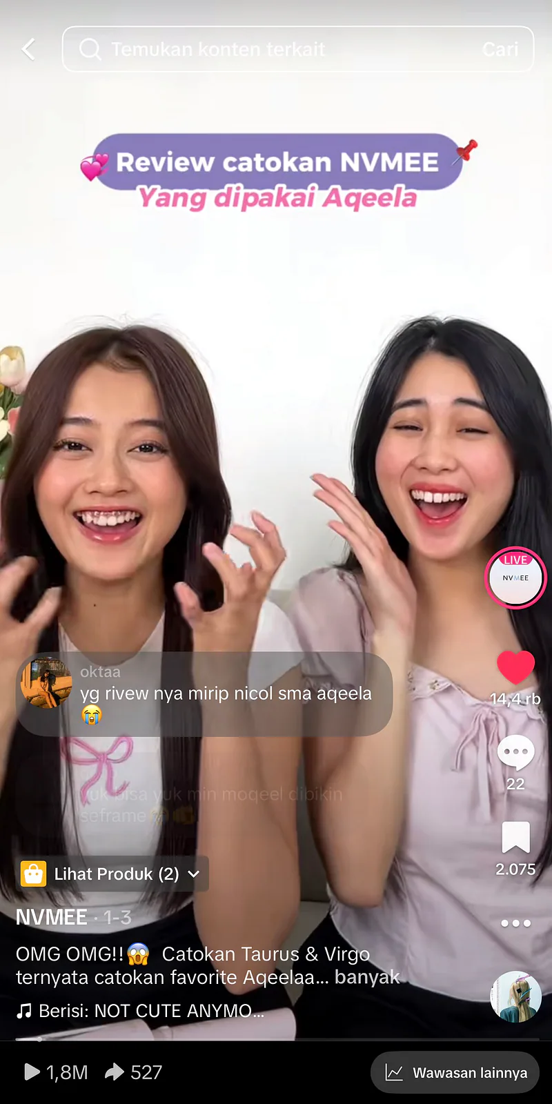 Dua talent NVMEE membawakan review Taurus dan Virgo dengan badge Live NVMEE.
